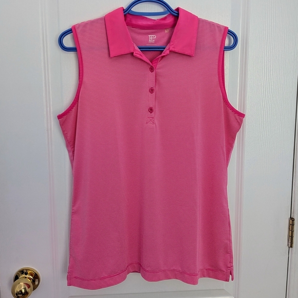 EP Pro Tops - EP Pro NY Sleeveless Geometric Jacquard Golf Polo – Pink, Women’s Size M #102